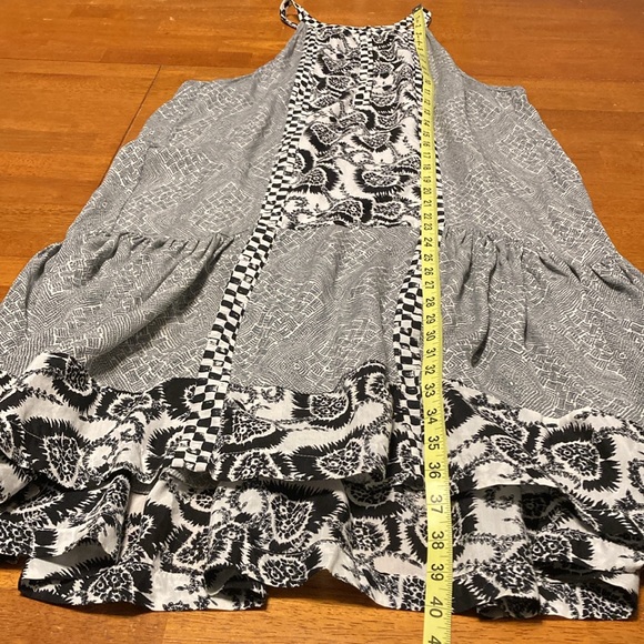A.L.C. Womens Size M Black White High Neck Sleeveless 100% Silk Drop Waist Dress - Picture 10 of 11